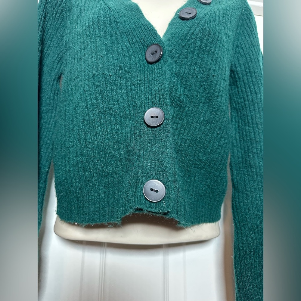 Express Dark Green Oversized Button Up Cardigan W… - image 4